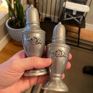 Vintage Pewter Salt And Pepper Shakers